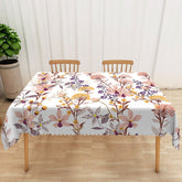 Lofaris Pink and Yellow Floral Tablecloth with Green Leaves for Spring Summer Garden Party Decorations